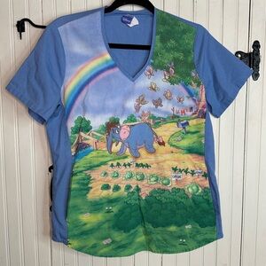 Disney Vintage Winnie the Pooh Eeyore Scrub Top size Small